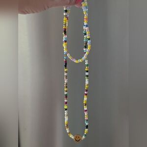 Multicolor Beaded Necklace With Matching Bracelet
